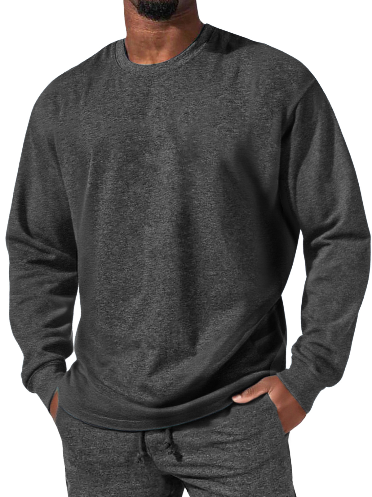 Herren Einfaches Alltagsbequemes Rundhals Langarm-T-Shirt-deurabatt