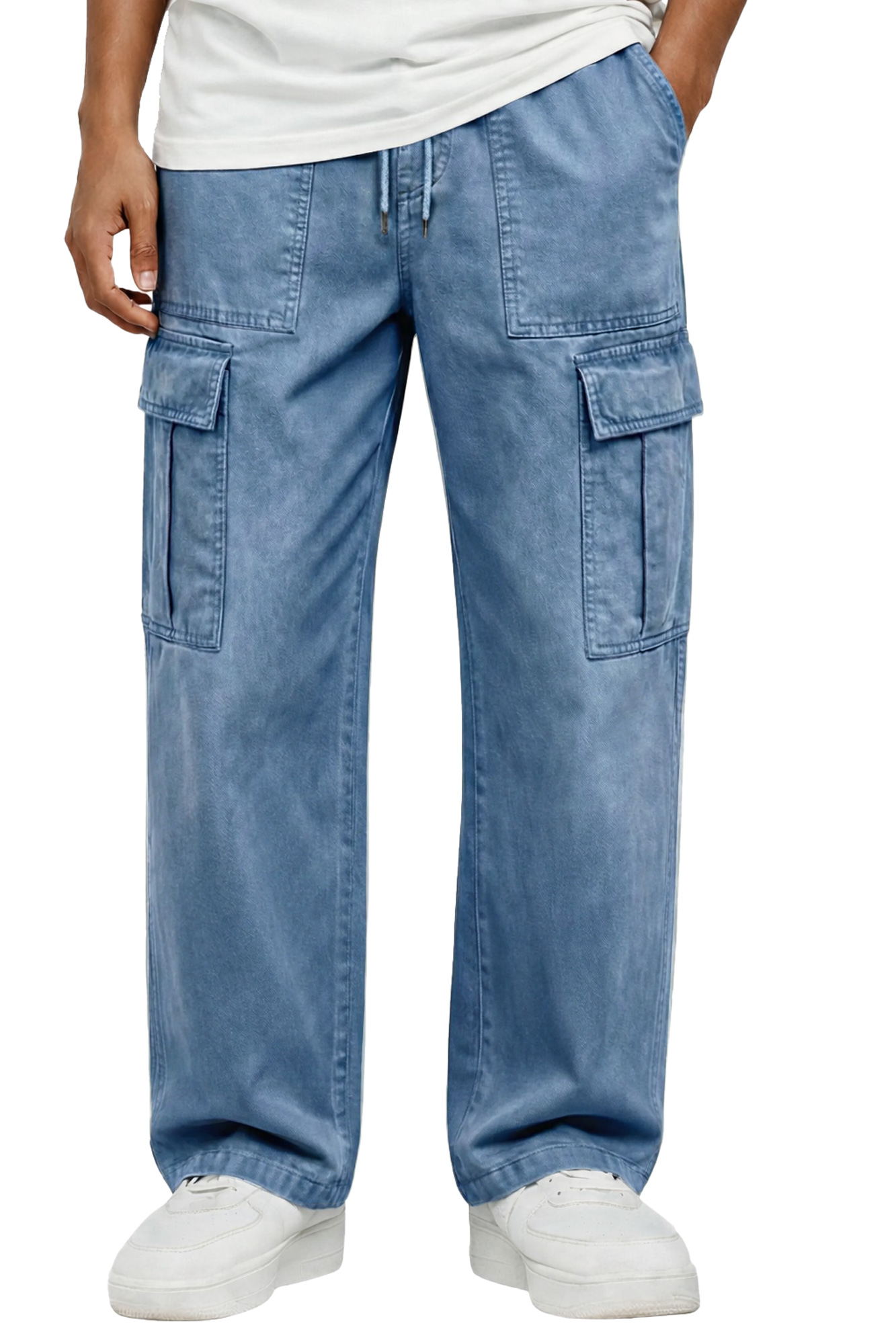 Herren Vintage Mehrfachtaschen Freizeit Einfarbige Arbeitshose-deurabatt