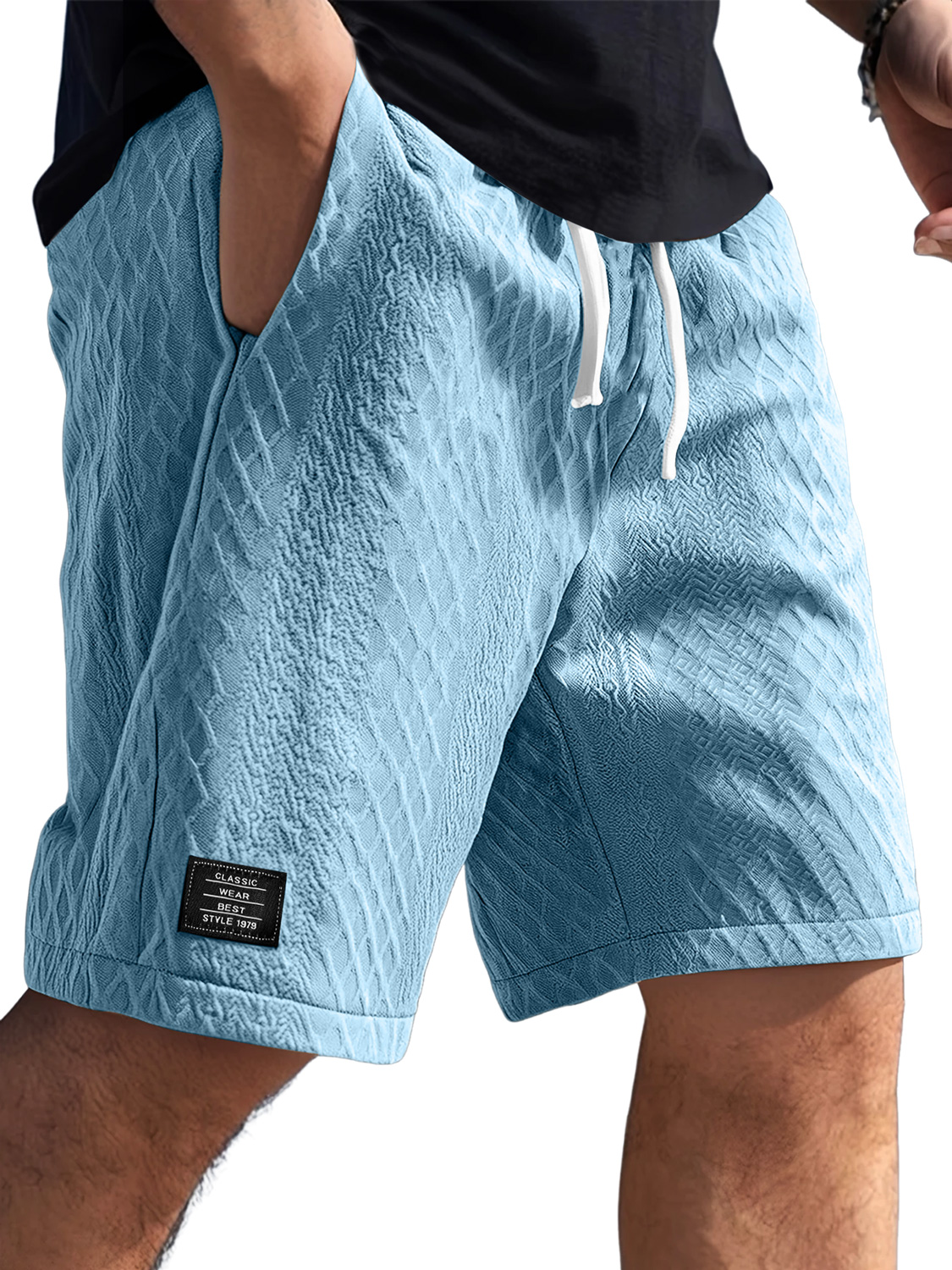 Herren Daily Jacquard Textur Logo Freizeit Einfarbige Shorts-Mode & Komfort