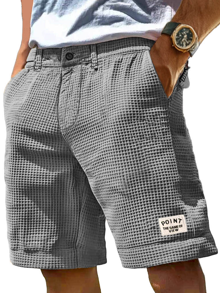 Herrenmode Freizeit Waffelstoff Tasche Besticktes Logo Shorts-Mode & Komfort