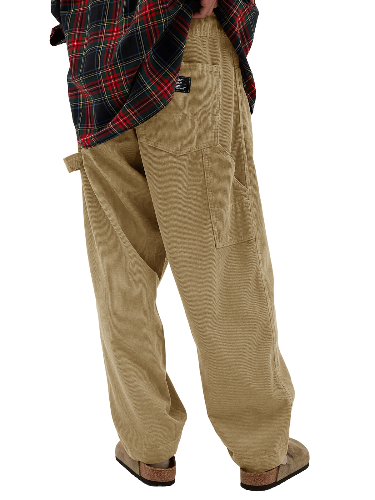 Herren Vintage Arbeitskleidung Corduroy Mehrfachtaschen Besticktes Logo Lange Hosen-deurabatt