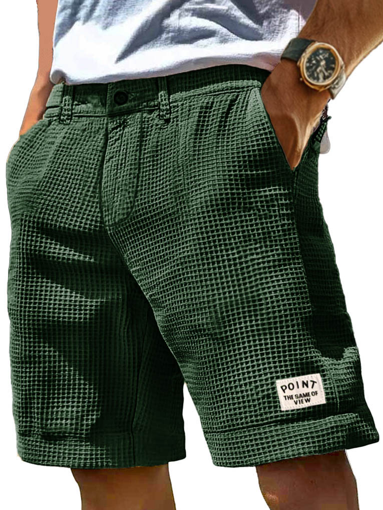 Herrenmode Freizeit Waffelstoff Tasche Besticktes Logo Shorts-Mode & Komfort