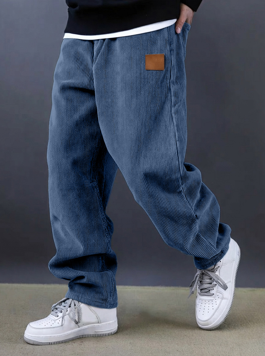 Herren einfache und vielseitige Cordhosen bequeme lockere gerade Beine-deurabatt