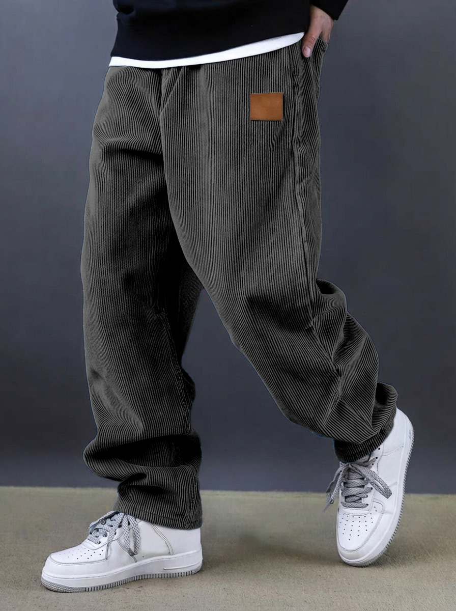 Herren einfache und vielseitige Cordhosen bequeme lockere gerade Beine-deurabatt