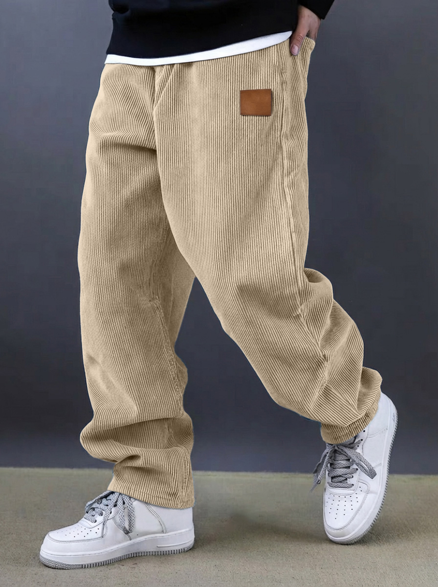 Herren einfache und vielseitige Cordhosen bequeme lockere gerade Beine-deurabatt