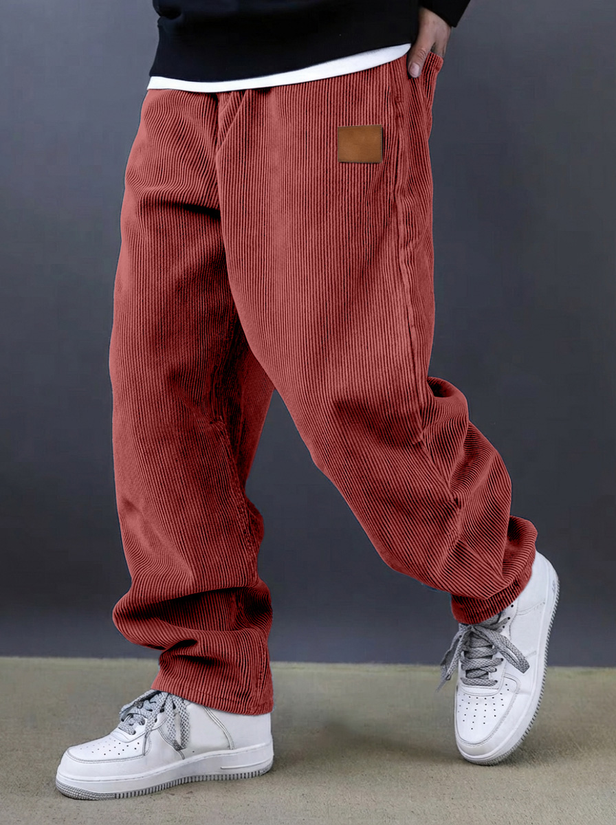 Herren einfache und vielseitige Cordhosen bequeme lockere gerade Beine-deurabatt