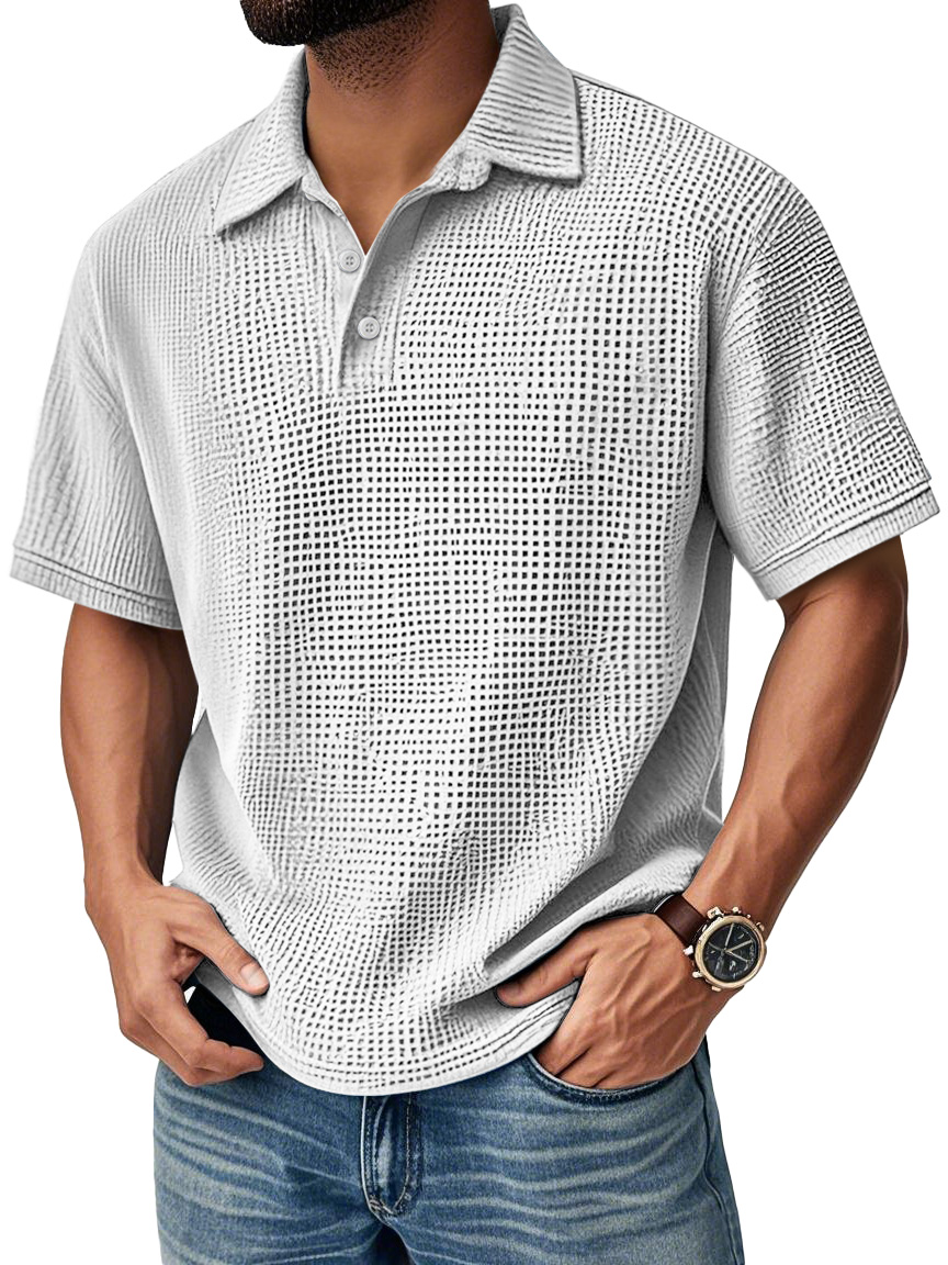 Herren Daily Casual Waffle Comfort Kurzarm POLO Shirt-deurabatt