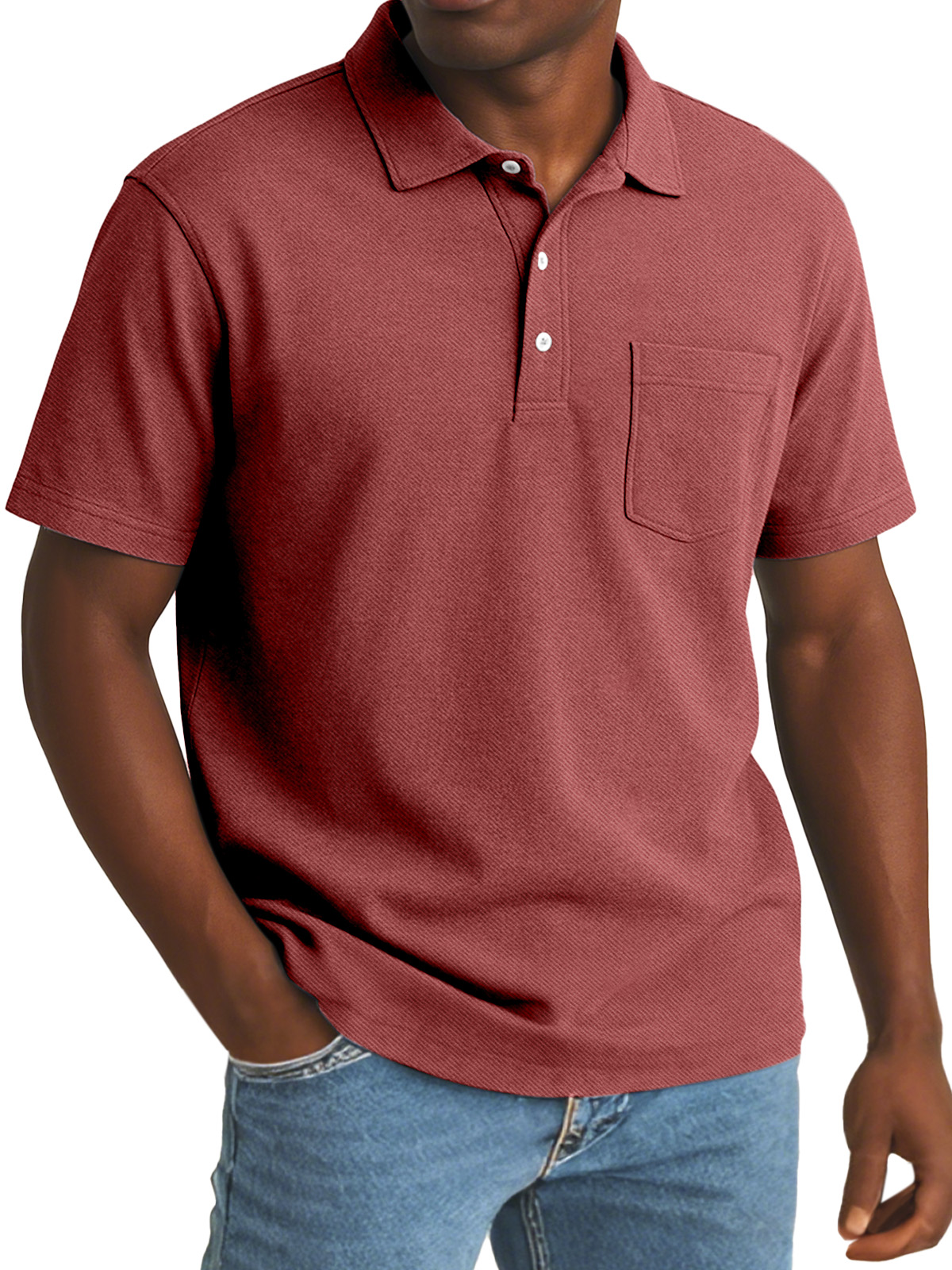 Herren Einfaches Tägliches Einfarbiges Bequemes Knopfkragen Kurzarm Polohemd-deurabatt