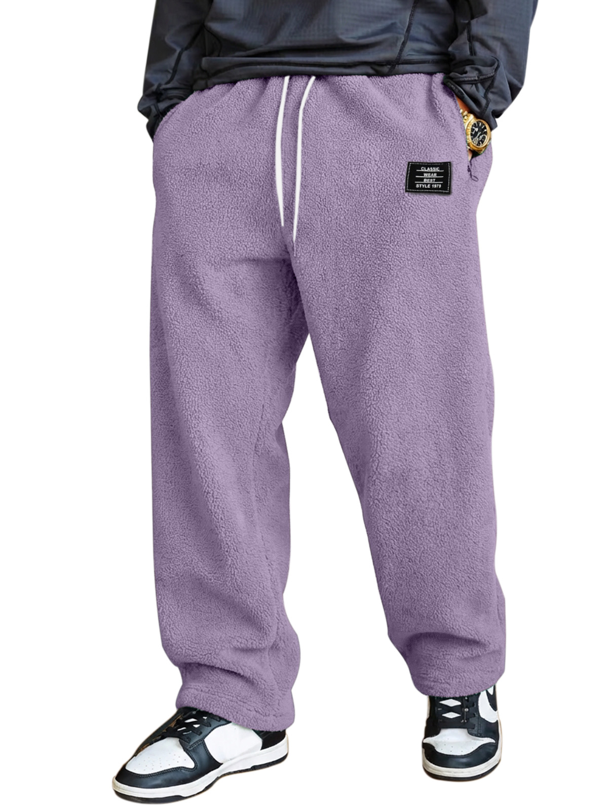 Herren einfache und vielseitige Fleece bequeme lockere gerade Hosen-deurabatt