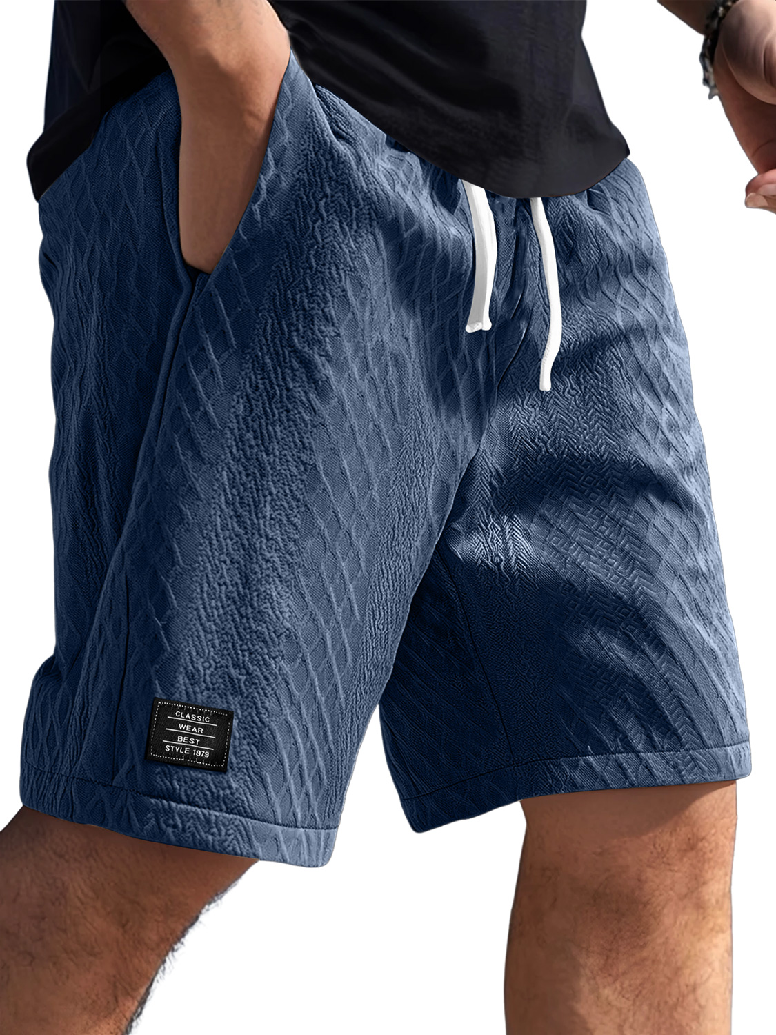 Herren Daily Jacquard Textur Logo Freizeit Einfarbige Shorts-deurabatt