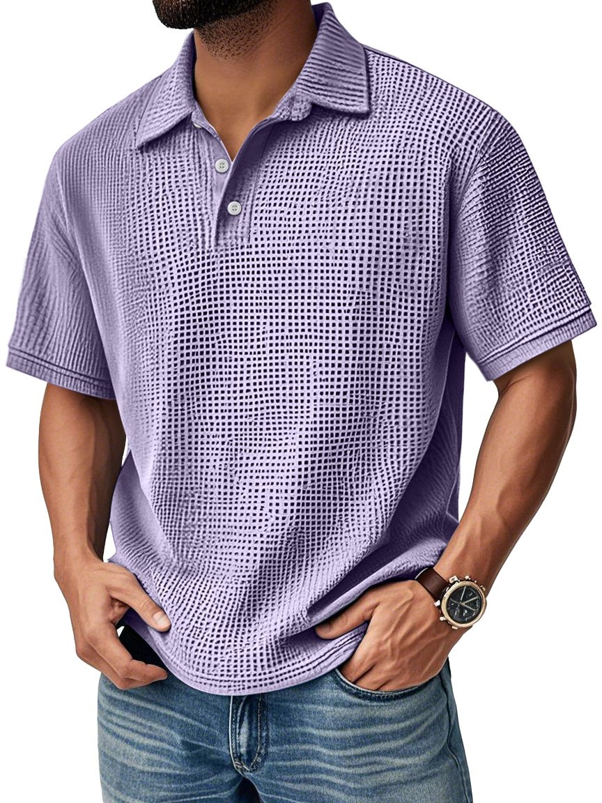 Herren Daily Casual Waffle Comfort Kurzarm POLO Shirt-deurabatt