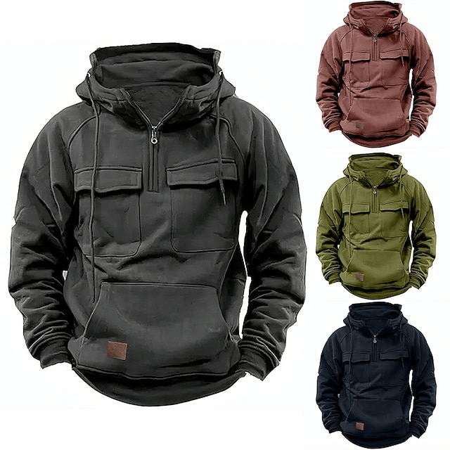 Men's Hoodie Quarter Zip Hoodie Tactical Hoodie-larucoarto