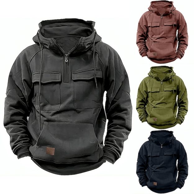 Men's Hoodie Quarter Zip Hoodie Tactical Hoodie-larucoarto