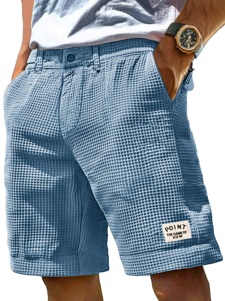 Herrenmode Freizeit Waffelstoff Tasche Besticktes Logo Shorts-Mode & Komfort