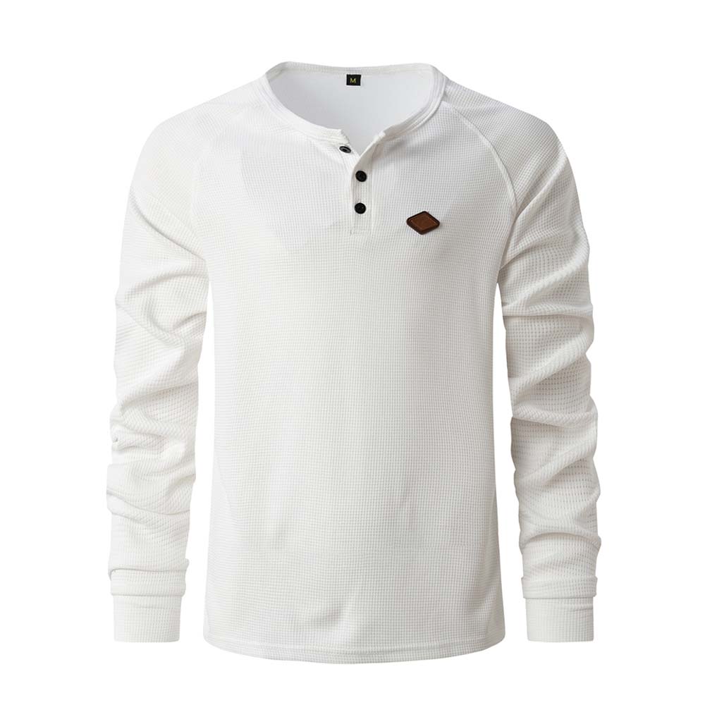 Neues Langarm-Poloshirt mit Waffelmuster für Herren-deurabatt