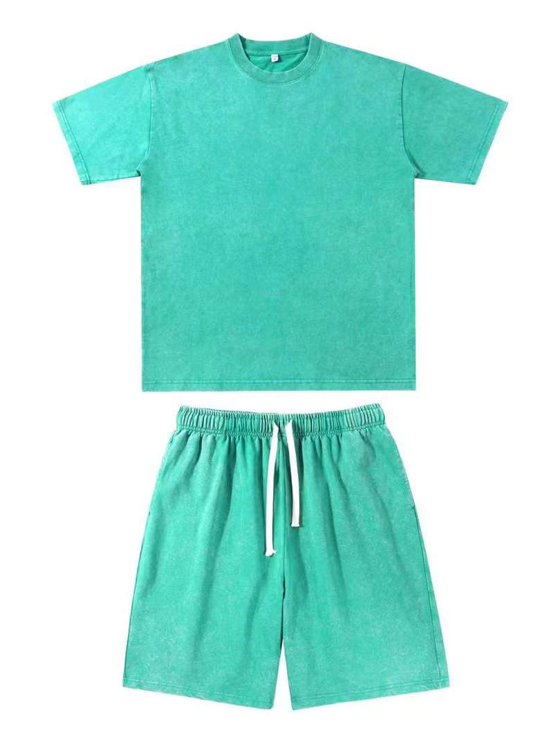 Herren Baumwolle gewaschen und distressed Batik T-Shirt Shorts 2-teiliges Set-deurabatt