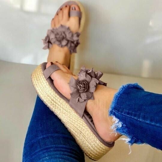 Hot-Sale-Frauen lässig täglicher Blumenblatt auf plattfrom-sandalen-larucoarto