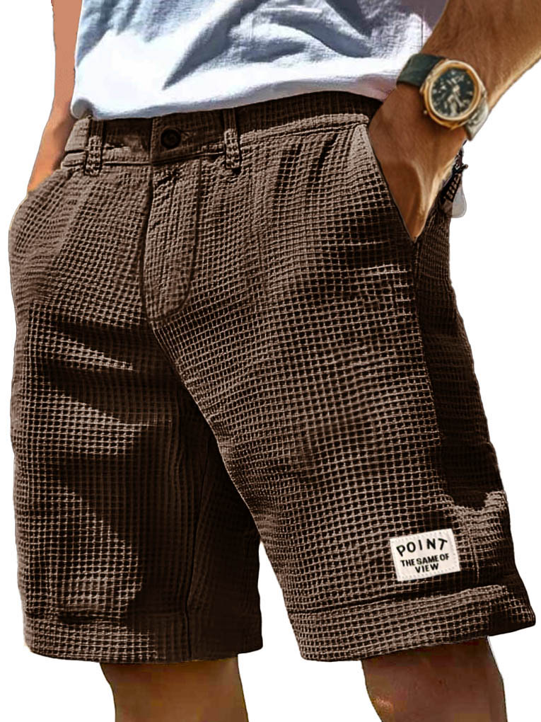 Herrenmode Freizeit Waffelstoff Tasche Besticktes Logo Shorts-Mode & Komfort