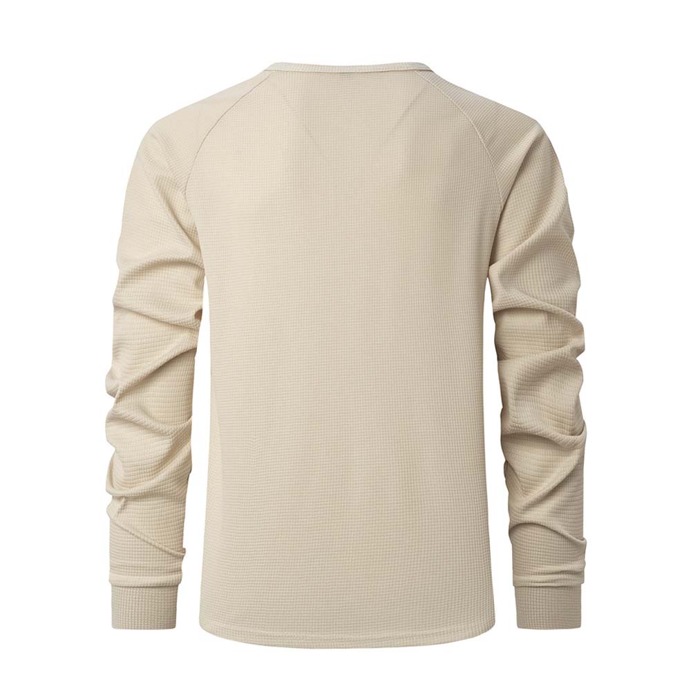 Neues Langarm-Poloshirt mit Waffelmuster für Herren-deurabatt