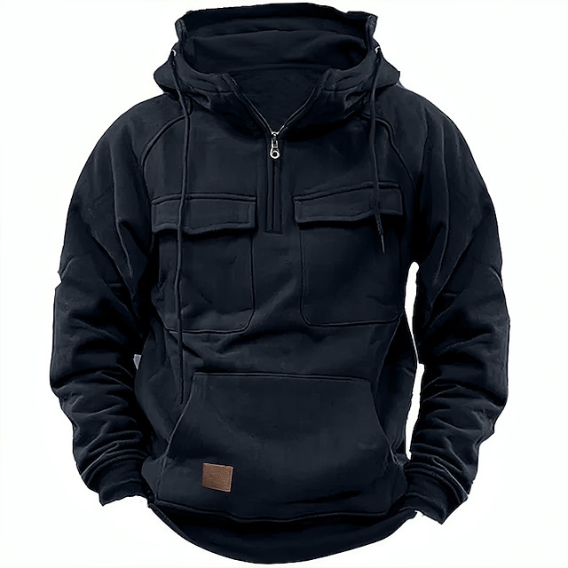 Men's Hoodie Quarter Zip Hoodie Tactical Hoodie-larucoarto