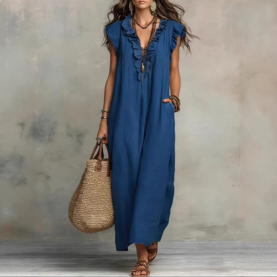 Neues langes Kleid im Bohemian-Stil – lässig, vielseitig und urlaubsreif