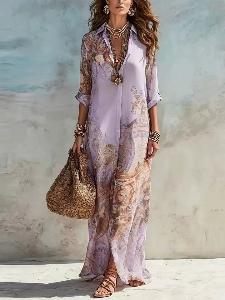 Vintage Chiffon Fließkleid