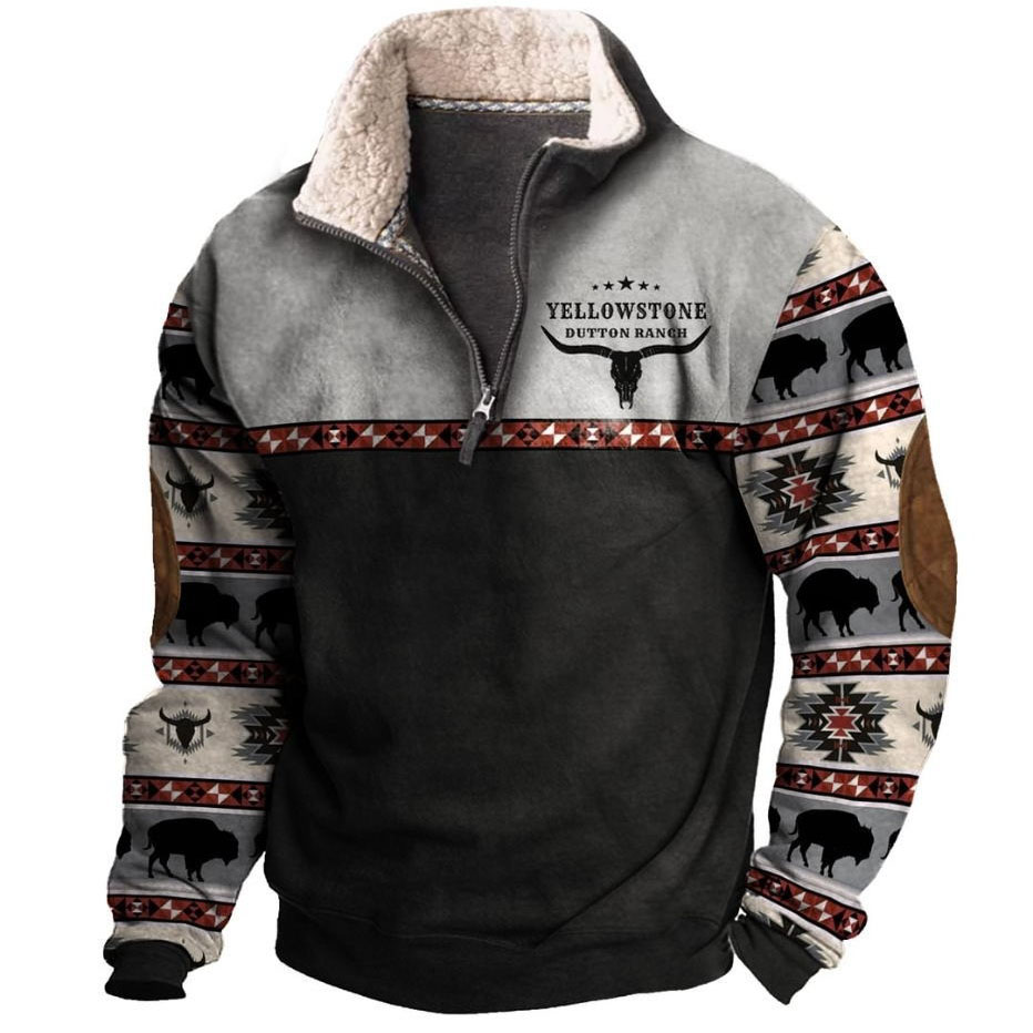 Herren Vintage Western Cowboy Sweatshirt-deurabatt
