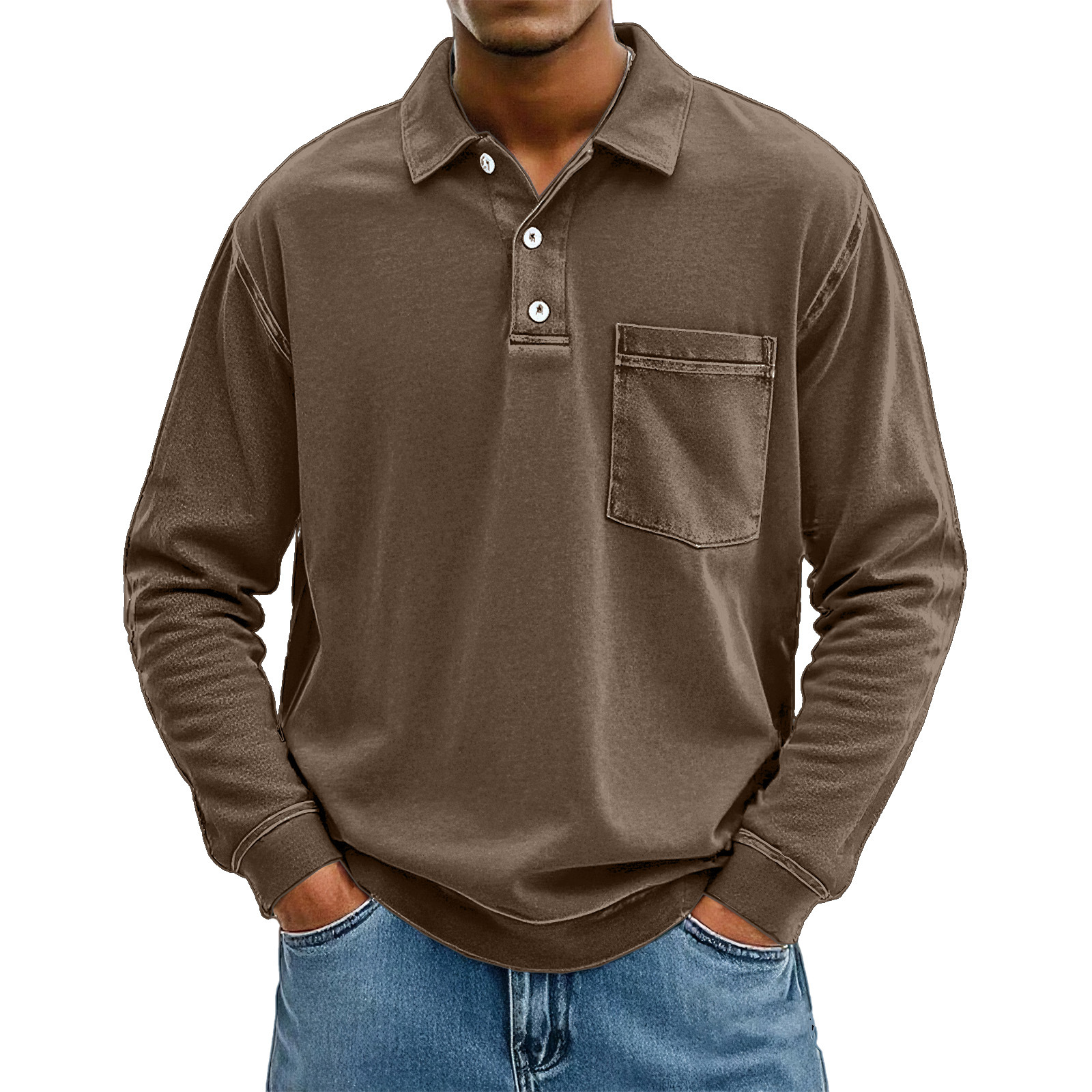 Abverkauf 70% Rabatt - Männer können diesem bequemen Vintage-Pocket-Polohemd nicht widerstehen-deurabatt