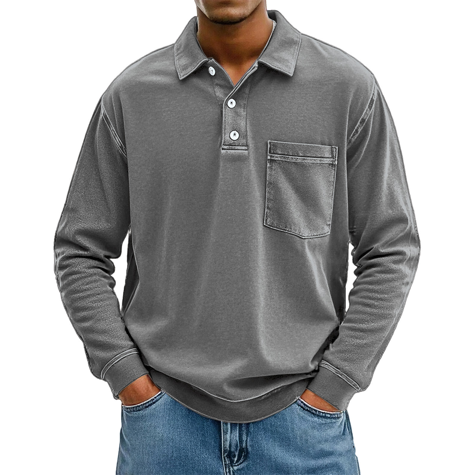 Abverkauf 70% Rabatt - Männer können diesem bequemen Vintage-Pocket-Polohemd nicht widerstehen-deurabatt