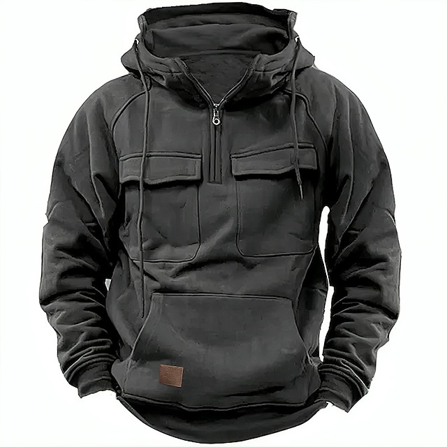 Men's Hoodie Quarter Zip Hoodie Tactical Hoodie-larucoarto