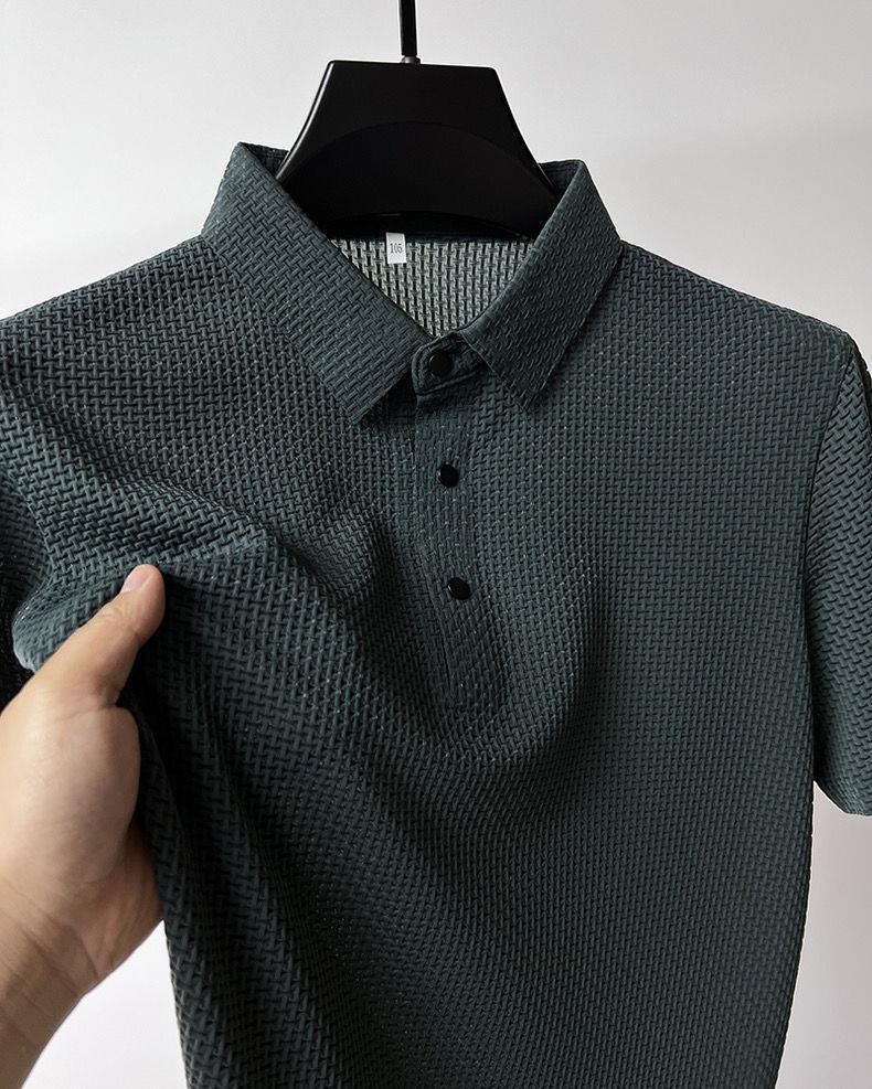 Herren Bequeme und Atmungsaktive Sommer Mesh Waffel Kurzarm Polohemd-deurabatt