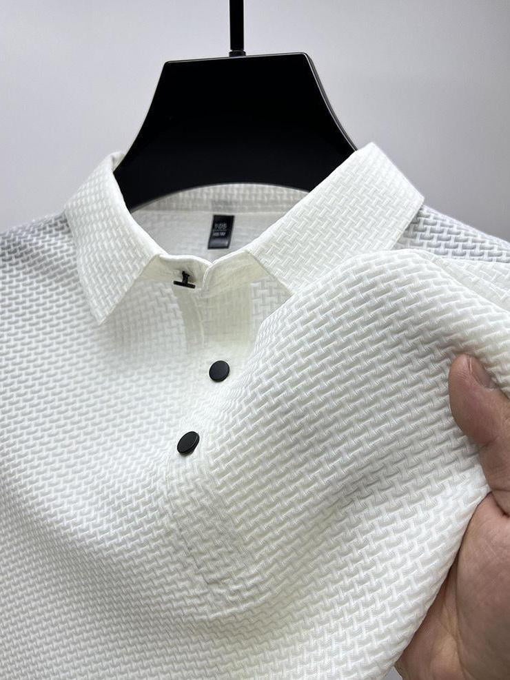 Herren Bequeme und Atmungsaktive Sommer Mesh Waffel Kurzarm Polohemd-deurabatt