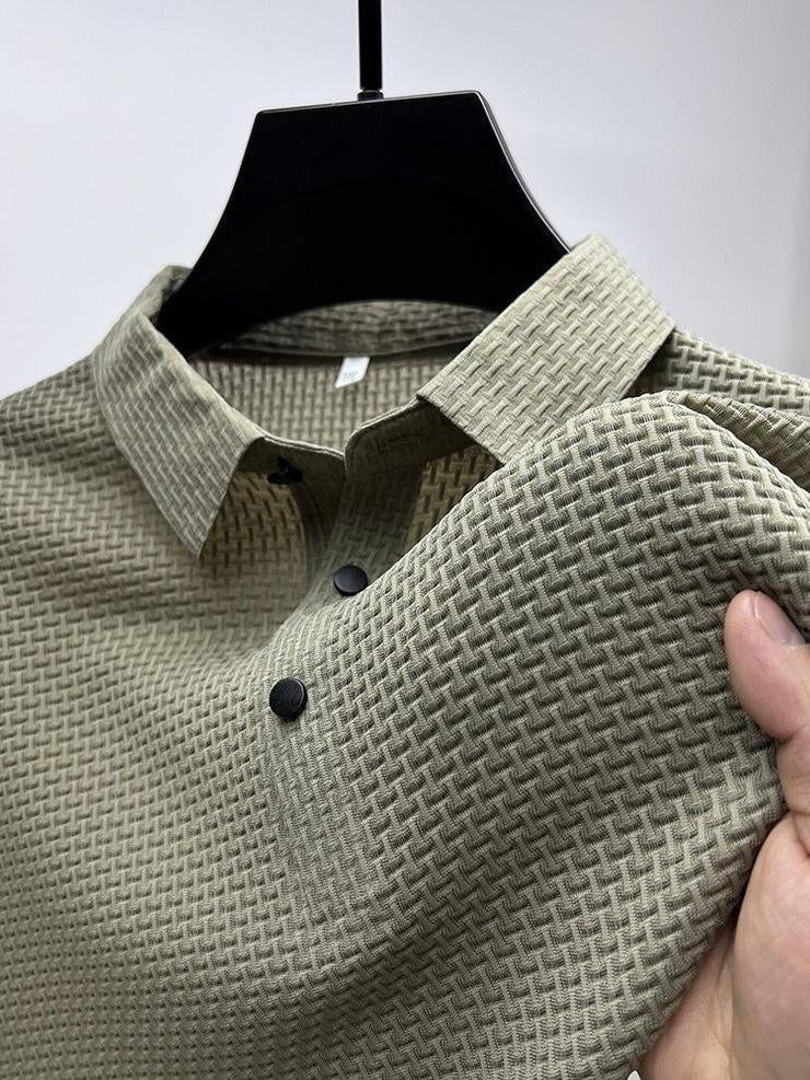 Herren Bequeme und Atmungsaktive Sommer Mesh Waffel Kurzarm Polohemd-deurabatt