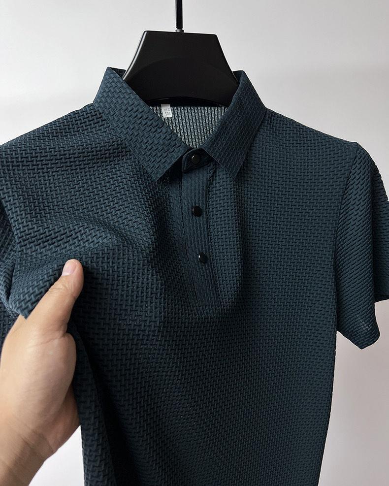 Herren Bequeme und Atmungsaktive Sommer Mesh Waffel Kurzarm Polohemd-deurabatt