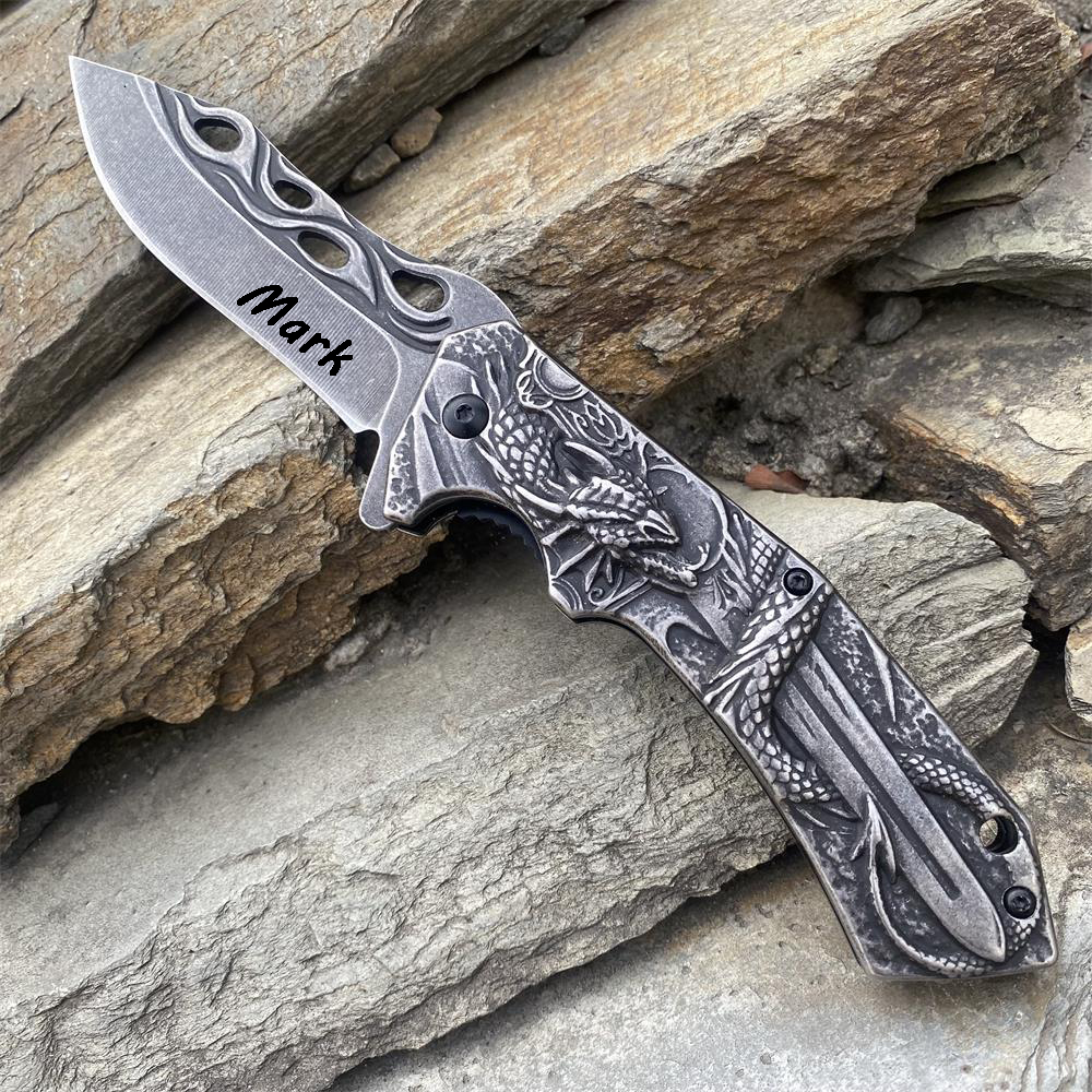 Cool Dragon With Sword Folding Knife