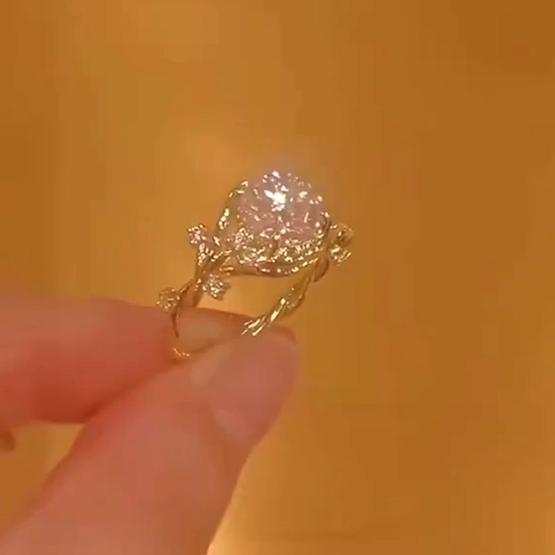 925 sterling silver rose moissan diamond ring, handmade super beautiful bouquet ring