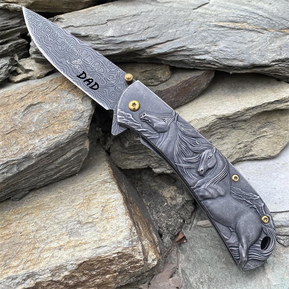 3D Horse Sculpture Folding Knife