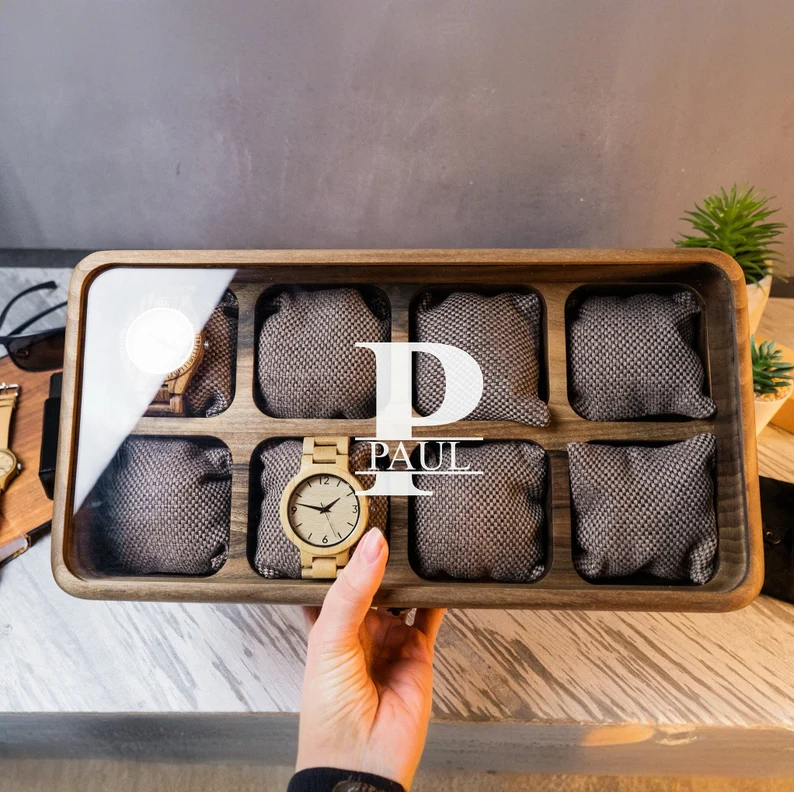 High quality personalized handmade solid wood watch display box