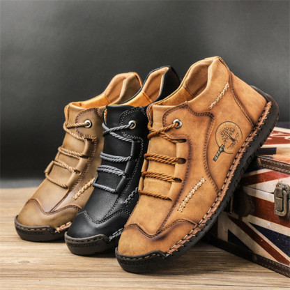 Men's Stylish Casual Comfy Soft Sole waterproof non-slip Leather Ankle Boots-caipcmall