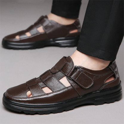 Men's outdoor casual genuine leather comfortable non-slip sandals-caipcmall