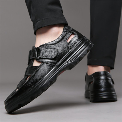 Men's outdoor casual genuine leather comfortable non-slip sandals-caipcmall