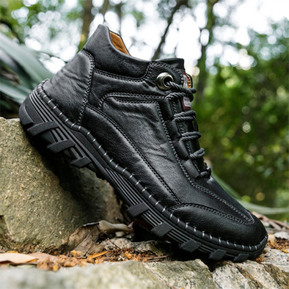 Men's Genuine Leather Boots Hand Stitched Comfort Shoes Large Size Retro Casual Boots.-caipcmall