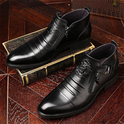 Men's Dress Shoes Walking Casual Daily Genuine Leather Comfort Boots-caipcmall