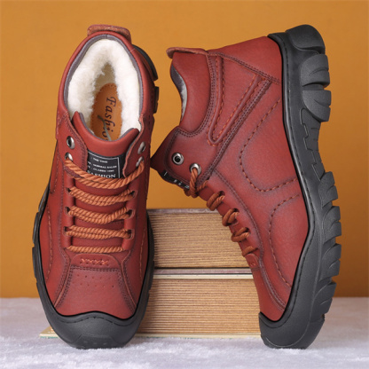 Men's Genuine Leather Wool Waterproof Anti-Slip Soft Sole Casual Boots-caipcmall