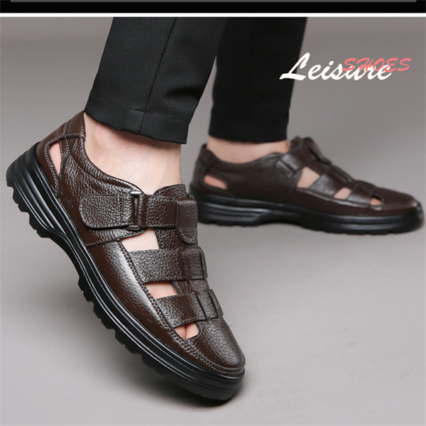 Men's outdoor casual genuine leather comfortable non-slip sandals-caipcmall