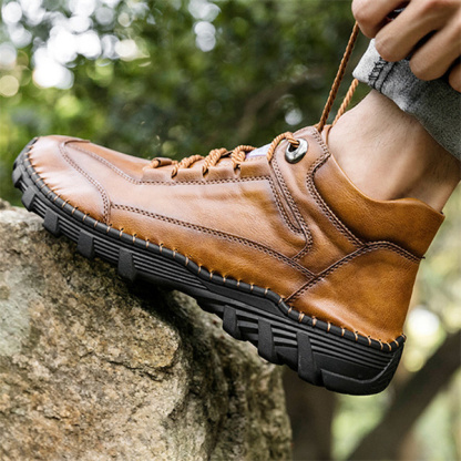 Men's Genuine Leather Boots Hand Stitched Comfort Shoes Large Size Retro Casual Boots.-caipcmall