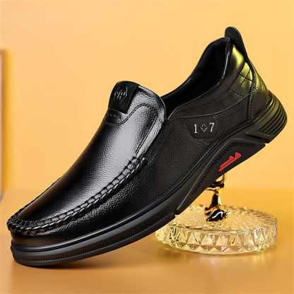Mens Genuine Leather Soft Insole Anti-slip Casual Business Loafers-caipcmall