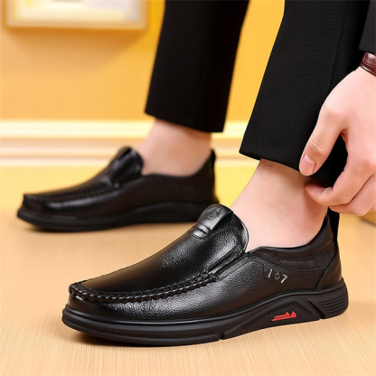Mens Genuine Leather Soft Insole Anti-slip Casual Business Loafers-caipcmall