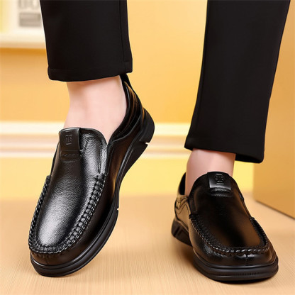 Mens Genuine Leather Soft Insole Anti-slip Casual Business Loafers-caipcmall