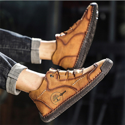 Men's Stylish Casual Comfy Soft Sole waterproof non-slip Leather Ankle Boots-caipcmall